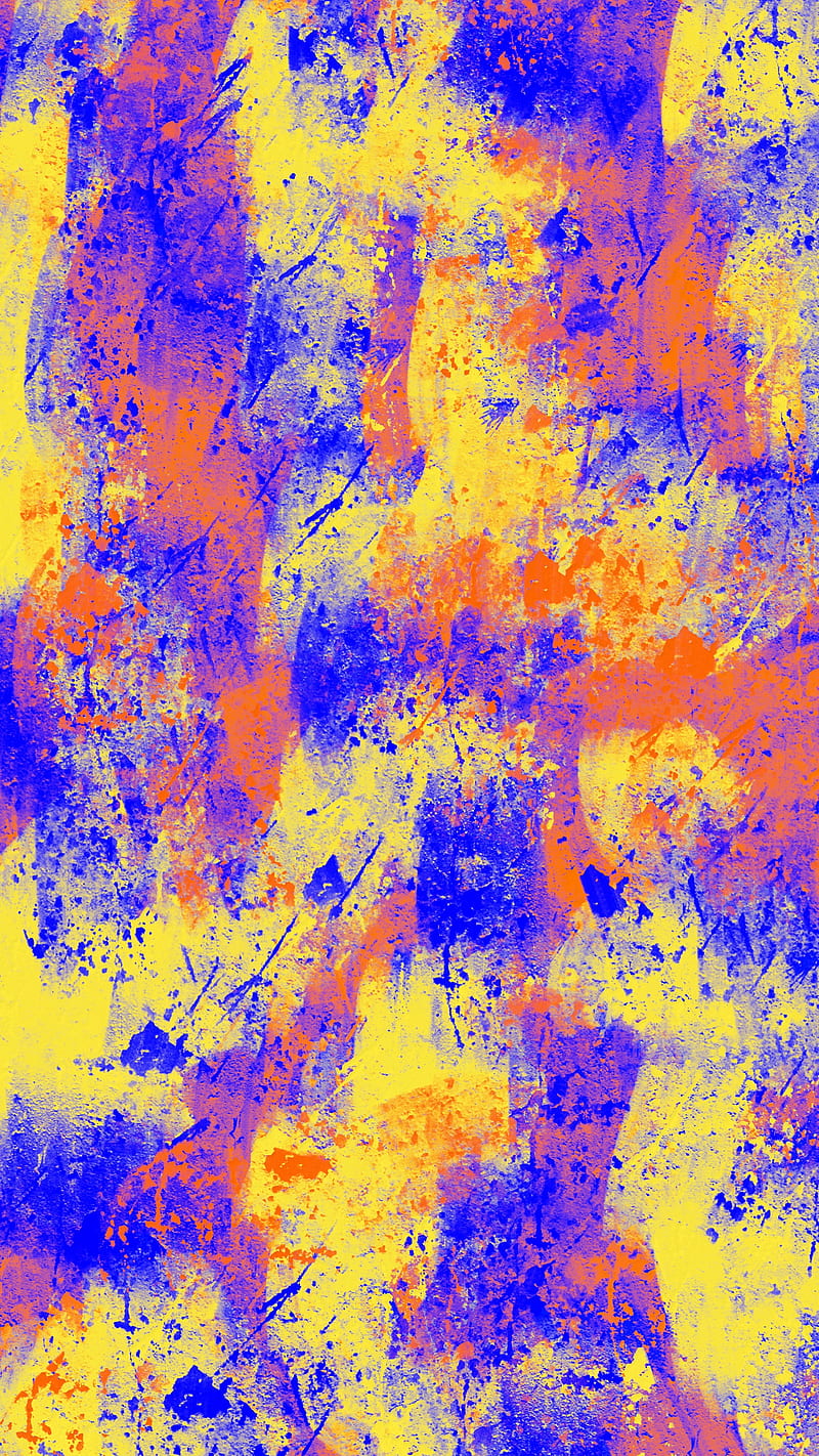warm texture, abstract, blue, color, dot orange, pattern, simple, stain, technology, wall, yellow, HD phone wallpaper