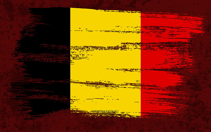 Flag of Belgium, grunge flags, European countries, national symbols, brush stroke, Belgian flag, grunge art, Belgium flag, Europe, Belgium, HD wallpaper