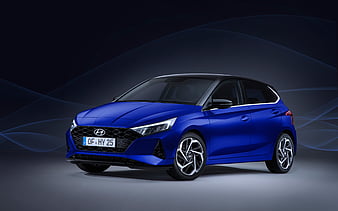 Hyundai i20 studio, 2020 cars, i20 BC3, korean cars, 2020 Hyundai i20, blue i20, Hyundai, HD wallpaper