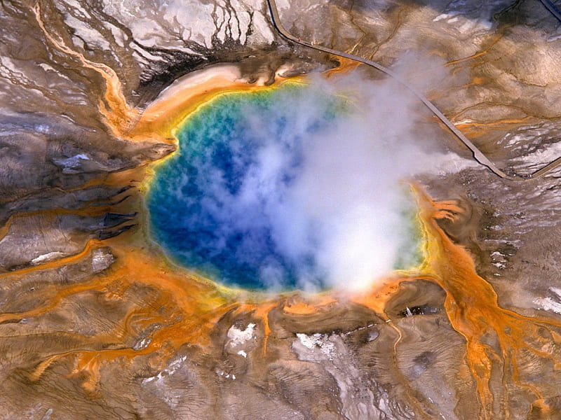 grand prismatic spring yellowstone national park wyoming, mountain, landscape, HD wallpaper
