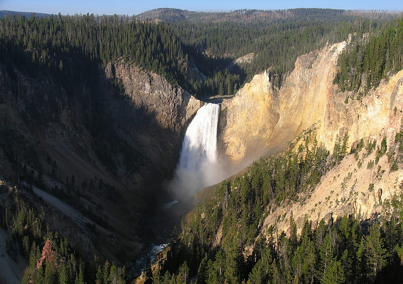 Lower Falls of the Yellowstone River, Yellowstone National Park, Lower Falls, Waterfall, Yellowstone River, HD wallpaper