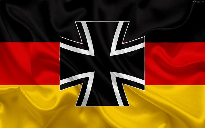 flag of the Bundeswehr, Germany, German armed forces, coat of arms silk flag, silk texture, Bundeswehr, German flag, flag of Germany, HD wallpaper