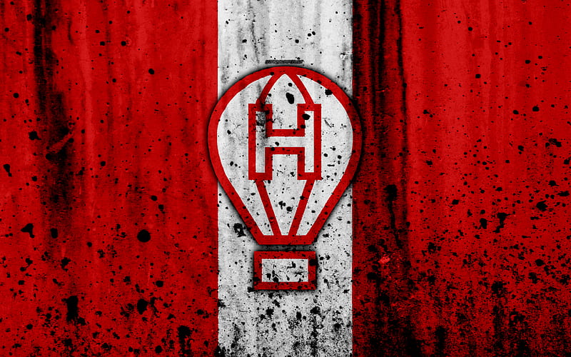 FC Huracan, grunge, Superliga, soccer, Argentina, logo, Huracan, football club, stone texture, Huracan FC, HD wallpaper