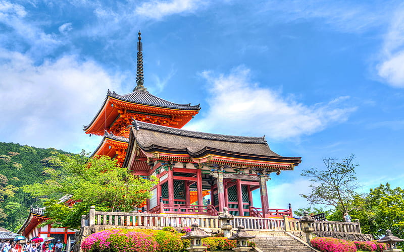 Japan temple, summer, japanese landmarks, R, Kyoto, HD wallpaper
