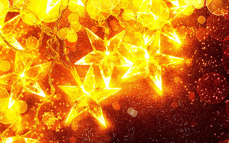 New Year, glowing yellow star, Christmas, decoration, evening, HD wallpaper
