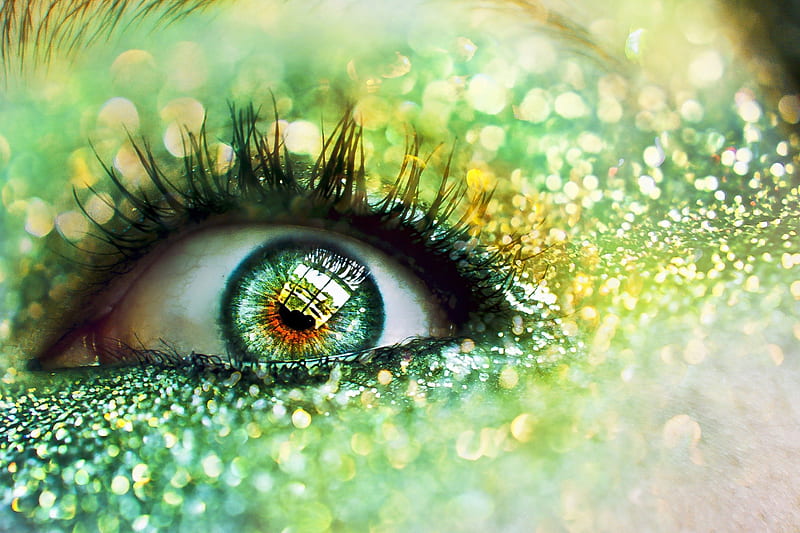 An eye of Green, make up, green, eye, face, lashes, HD wallpaper