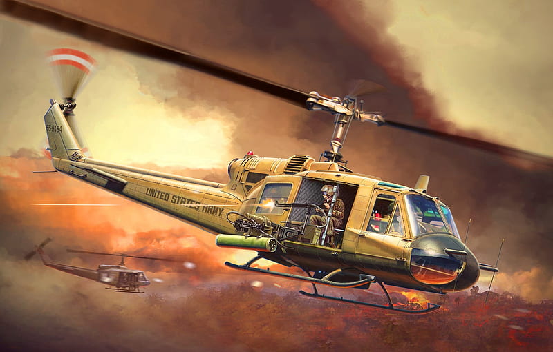 Military Helicopters, Bell UH-1 Iroquois, Aircraft, Attack Helicopter, Helicopter, HD wallpaper