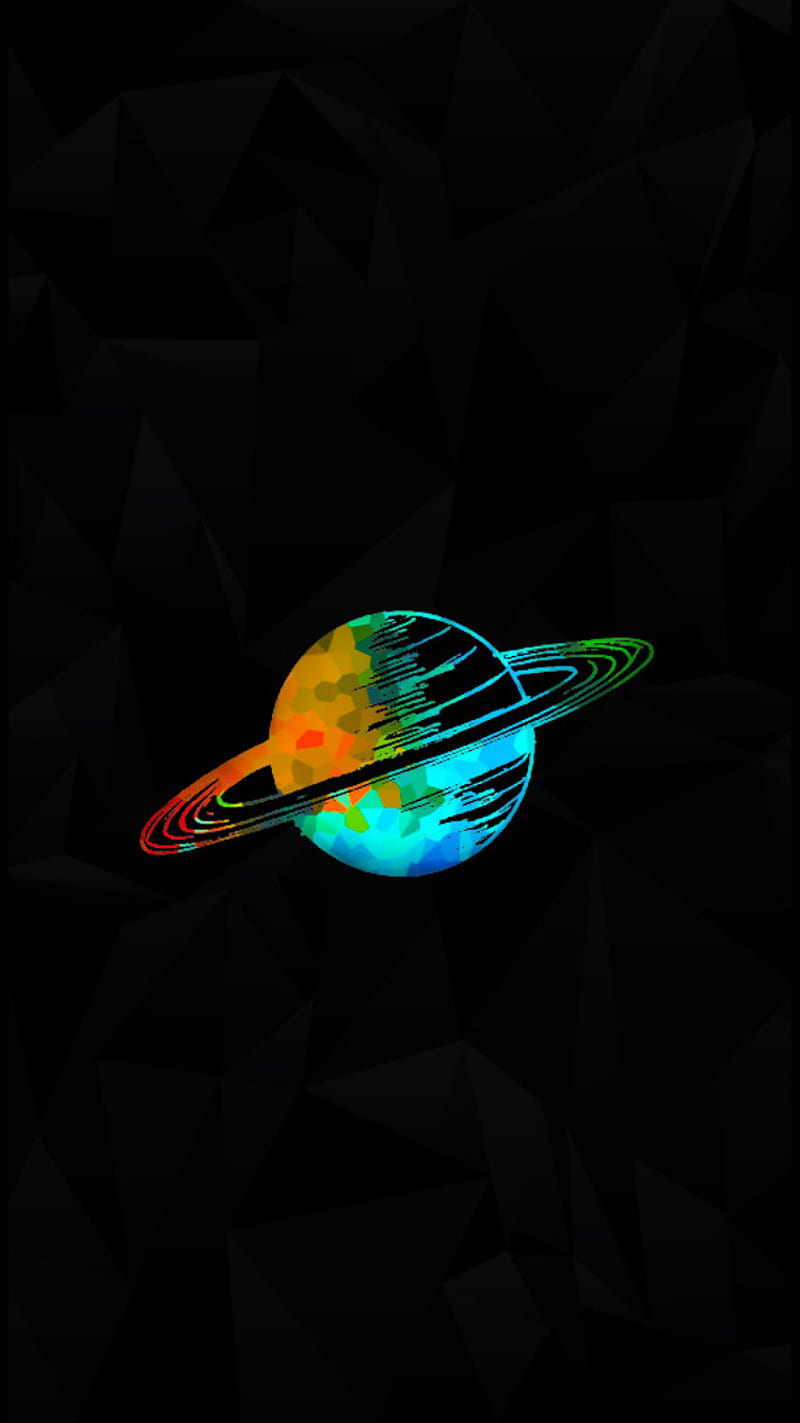Planet Saturn, black, red, colors, global, star, sun, HD phone wallpaper