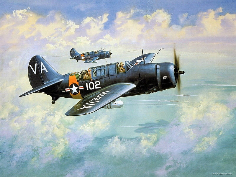 Curtiss Helldiver Artwork, Curtiss Helldiver Art, Curtiss Helldiver, Artwork, World War Two Aircraft, Art, HD wallpaper