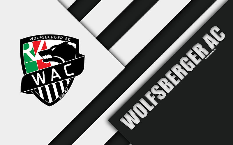 Wolfsberger AC, material design, Austrian football club black and white abstraction, Austrian Football Bundesliga, Wolfsberg, Austria, football, HD wallpaper