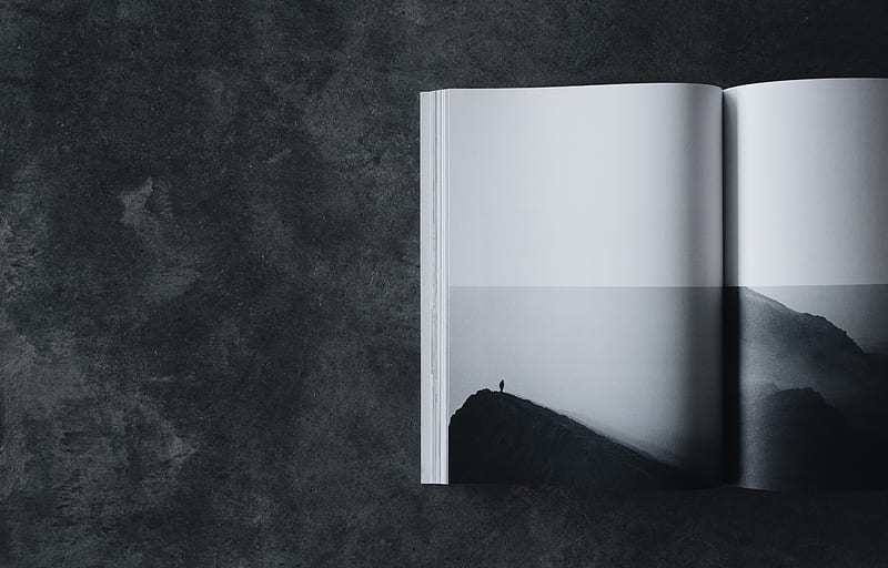 book, bw, silhouette, minimalism, HD wallpaper