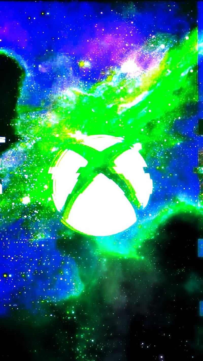 Xbox logo, black, blue, lights, space, HD phone wallpaper