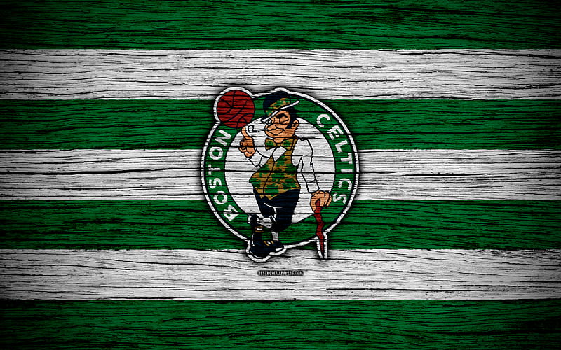 Boston Celtics, NBA, wooden texture, basketball, Eastern Conference, USA, emblem, basketball club, Boston Celtics logo, HD wallpaper