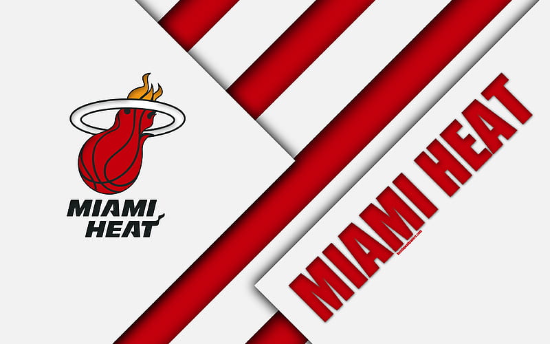 Miami Heat logo, material design, American Basketball Club, white red abstraction, NBA, Miami, Florida, USA, basketball, HD wallpaper