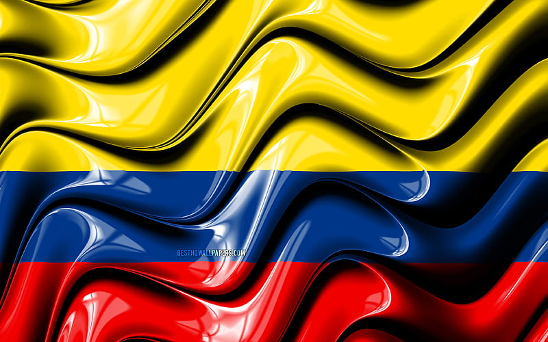 Colombian flag South America, national symbols, Flag of Colombia, 3D art, Colombia, South American countries, Colombia 3D flag, HD wallpaper