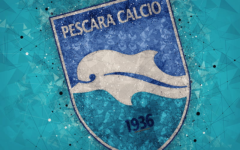 Delfino Pescara 1936 logo, geometric art, Serie B, blue abstract background, creative art, emblem, Italian football club, Pescara, Italy, football, Pescara Calcio, HD wallpaper
