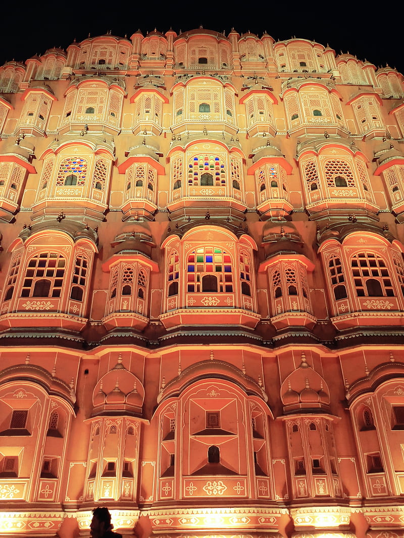 Hawa mahal India, hawa mahel, history, jaipur, king, nature, night, rajasthan, structure, travel, HD phone wallpaper