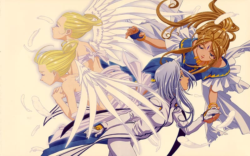 Anime, Wings, Angel, Belldandy (Ah! My Goddess), Ah! My Goddess, Cool Mint (Ah! My Goddess), Lind (Ah! My Goddess), Spear Mint, HD wallpaper