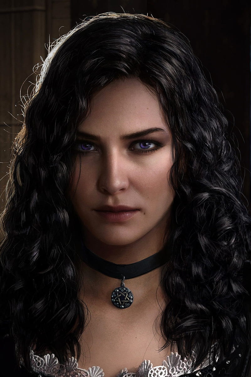 The Witcher, The Witcher 3: Wild Hunt, video games, RPG, portrait, Yennefer of Vengerberg, looking at viewer, purple eyes, Yennefer, frontal view, HD phone wallpaper