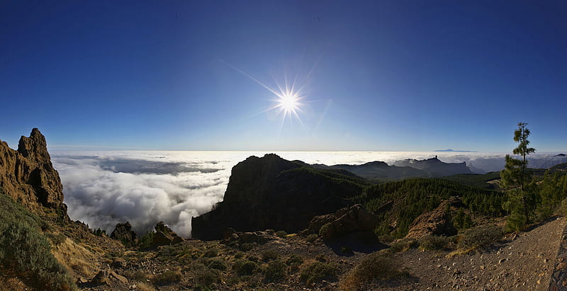Gran Canaria, Inlands, mountains, inlands, island, clouds, sky, HD wallpaper