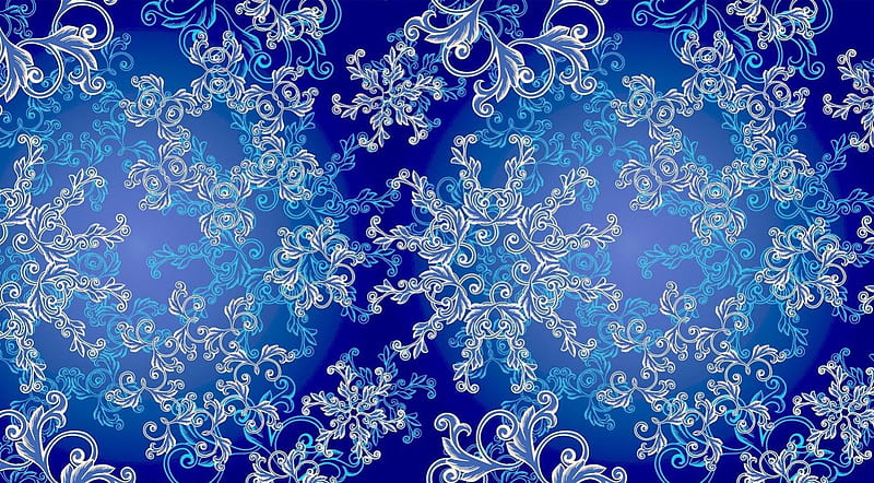 Snowflake pattern, pattern, background, abstract, winter, textures, snow, snowflakes, snow crystals, blue, HD wallpaper