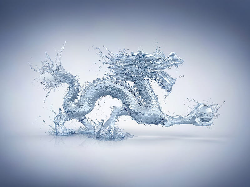Water Dragon, element, water, clear, feng shui, dragon, HD wallpaper