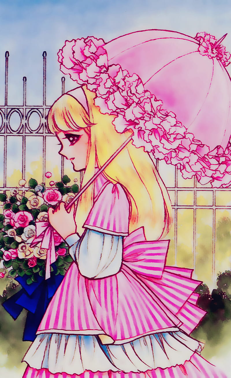 Floreciente, anime, annie, caramelo, jardín, kyoko mizuki, manga, rosado,  paraguas, Fondo de pantalla de teléfono HD | Peakpx