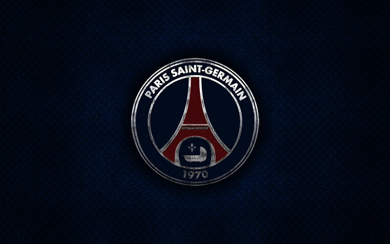 Paris Saint-Germain, PSG, French football club, blue metal texture, metal logo, emblem, Paris, France, Ligue 1, creative art, football, HD wallpaper