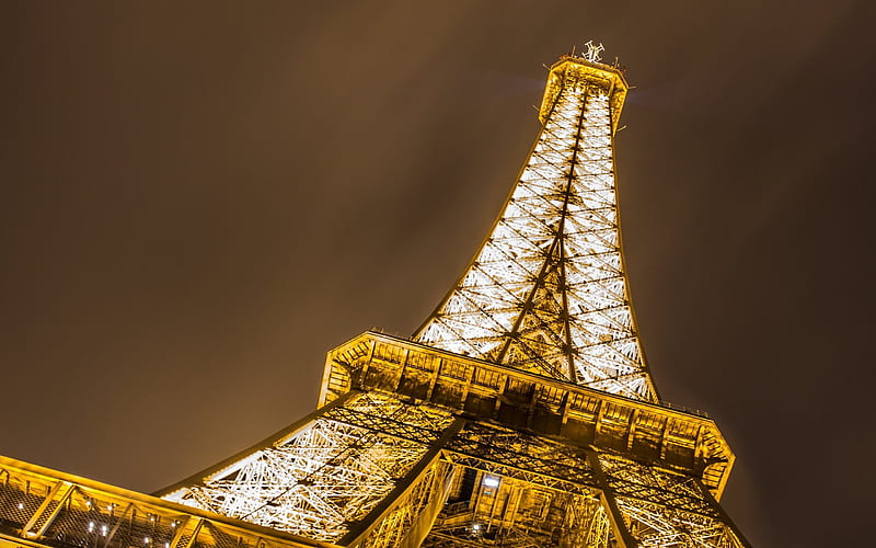 Night, Paris, Eiffel Tower, France, HD wallpaper