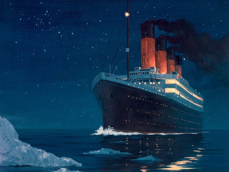 titanic , water, boat, blue, light, HD wallpaper