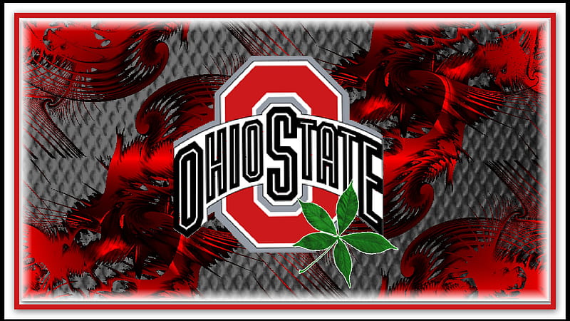 RED BLOCK O OHIO STATE WITH BUCKEYE LEAF, athletics, ohio, buckeyes, state, HD wallpaper