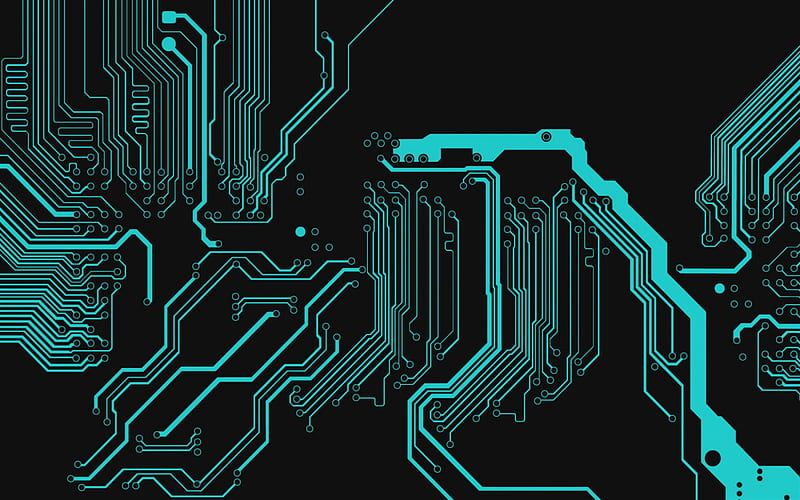 circuit board texture, blue neon digital texture, technology background, digital art, HD wallpaper