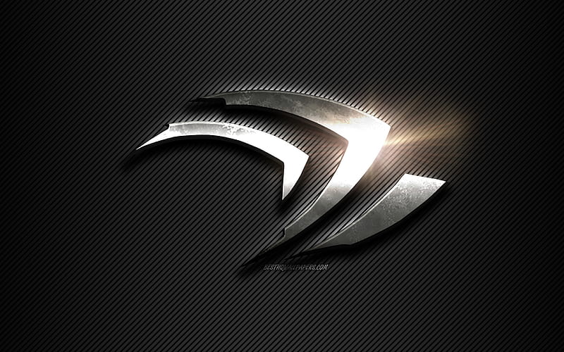 Nvidia Claw Metal logo, black lines background, black carbon background ...