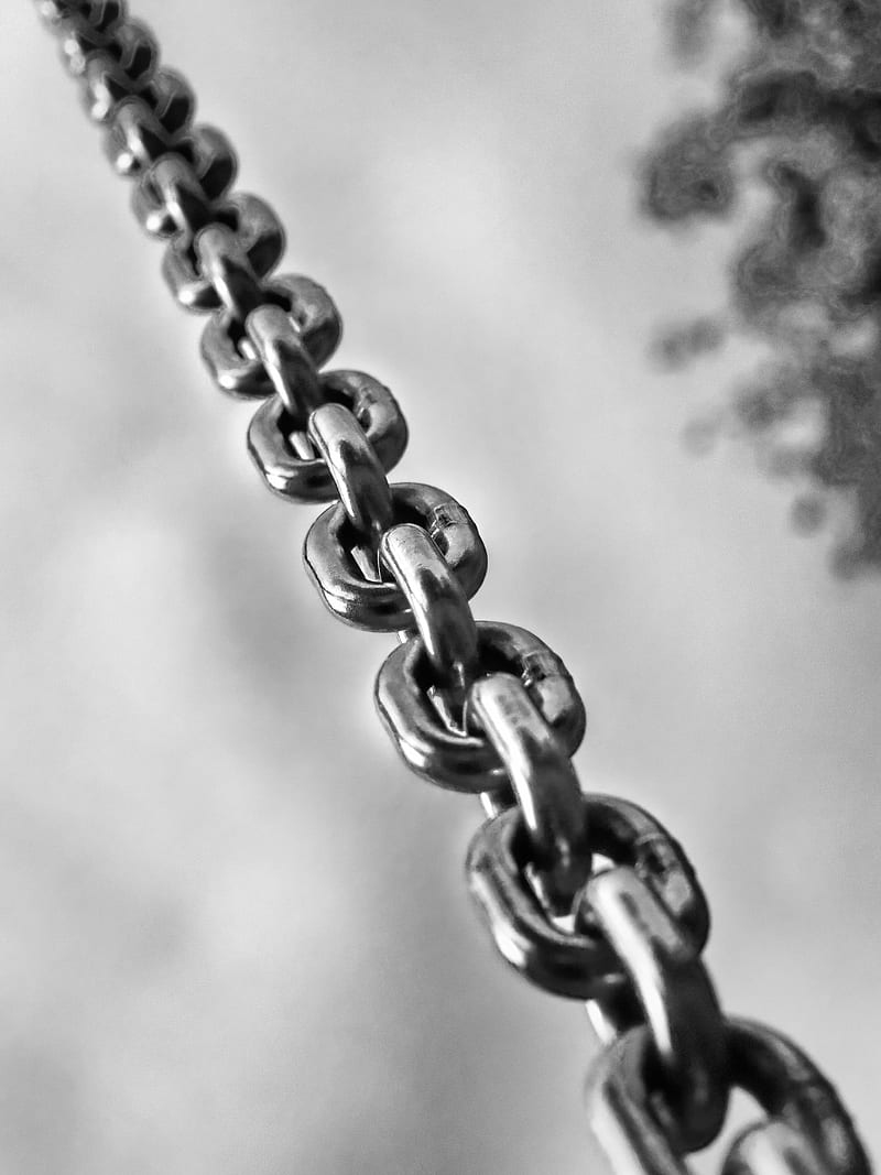chain, links, metal, black and white, HD phone wallpaper