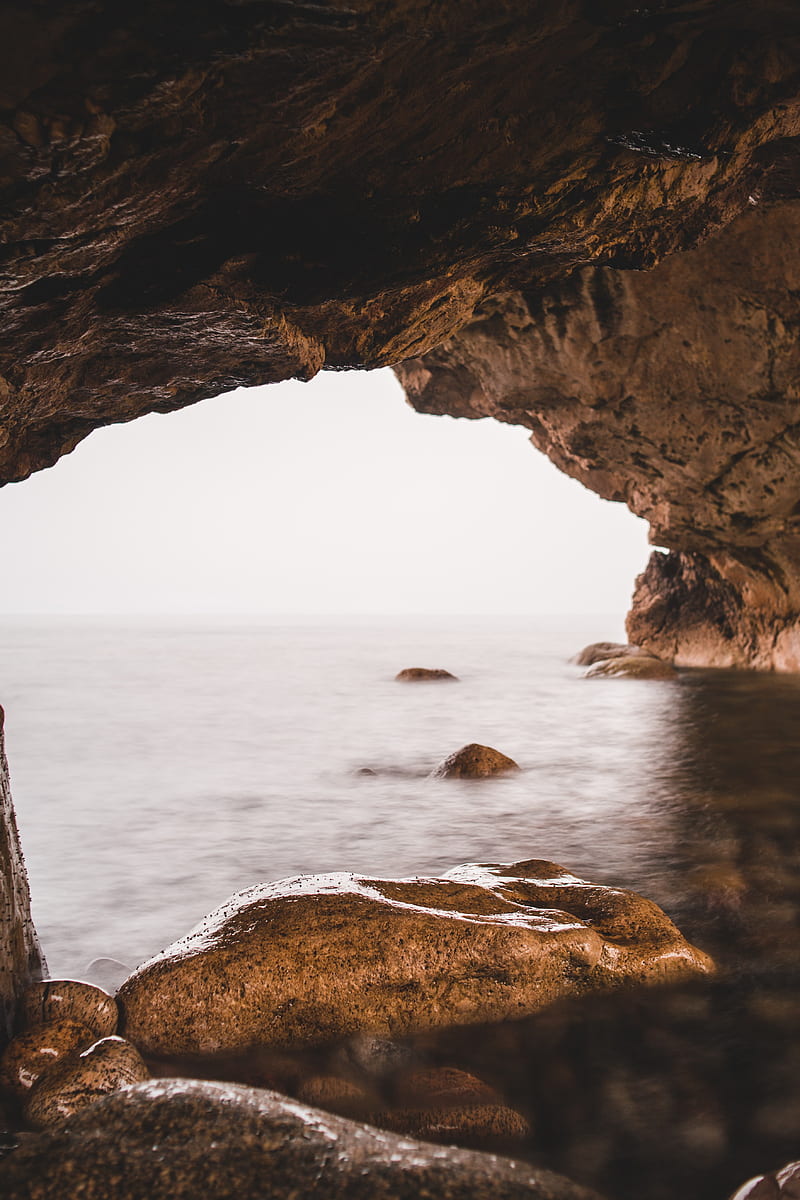 arch, cave, stones, rocks, sea, HD phone wallpaper