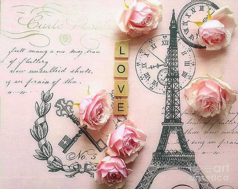 Paris of Love, valentines, keys, chic, romantic, love four seasons, decors,  roses, HD wallpaper | Peakpx