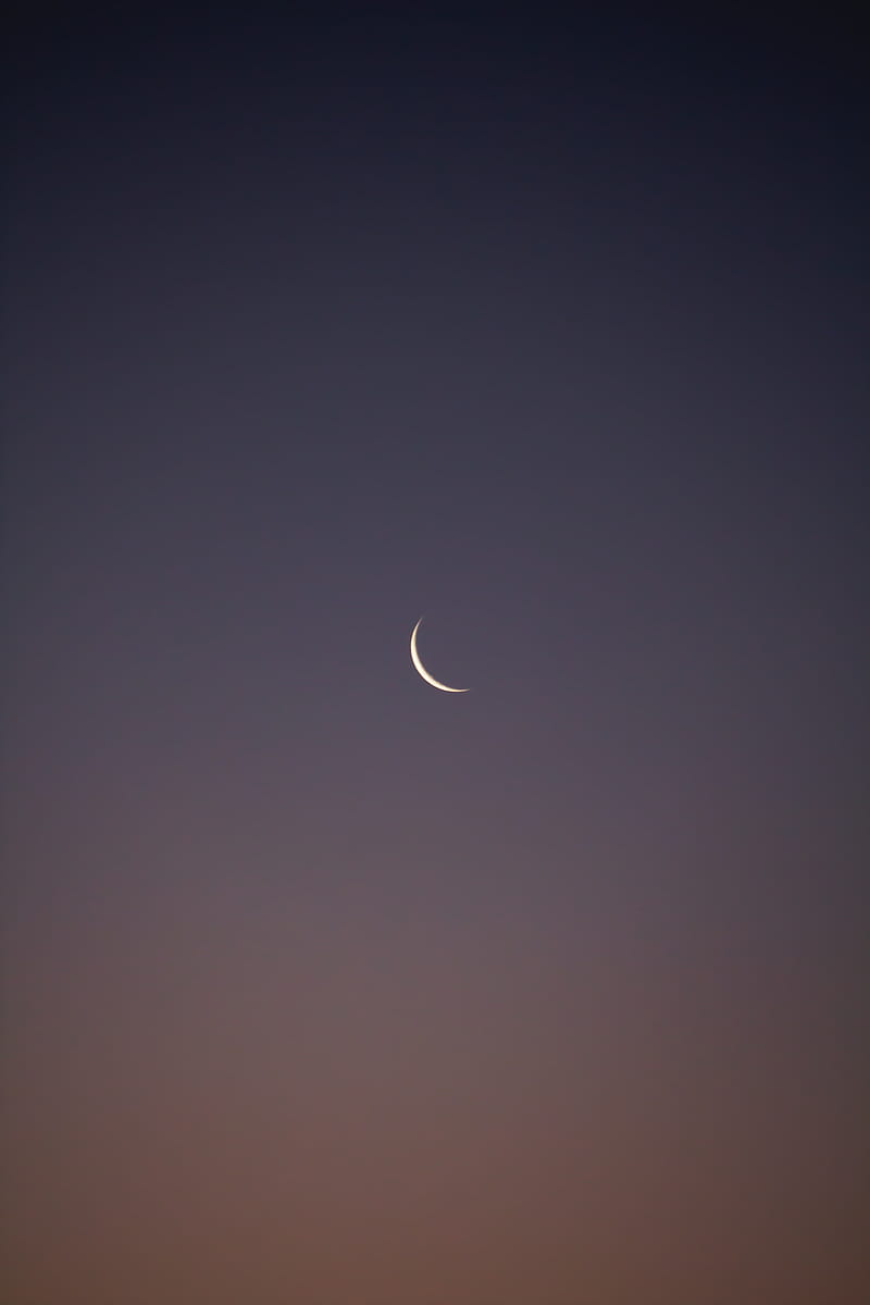 moon, sky, evening, sunset, HD phone wallpaper