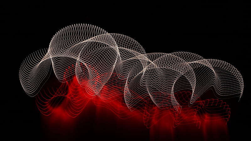 Fractal Wires, red, curls, mesh, fractal, wire, abstract, Firefox Persona theme, HD wallpaper