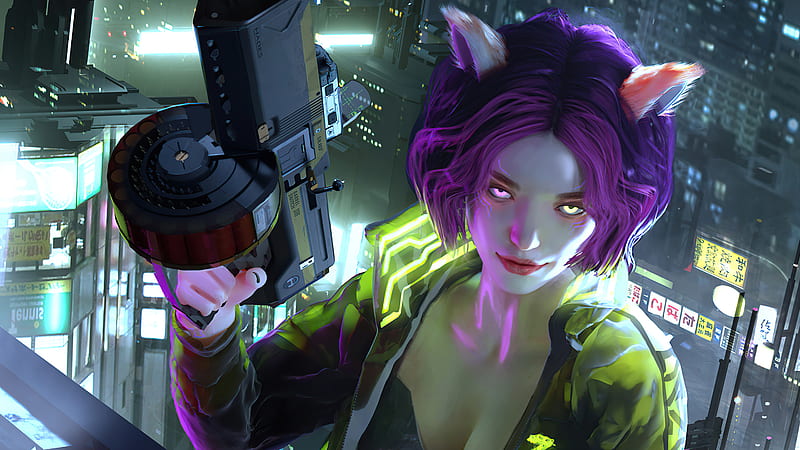 Cyberpunk Red Girl Glowing Eyes , cyberpunk, scifi, artist, artwork, digital-art, artstation, HD wallpaper