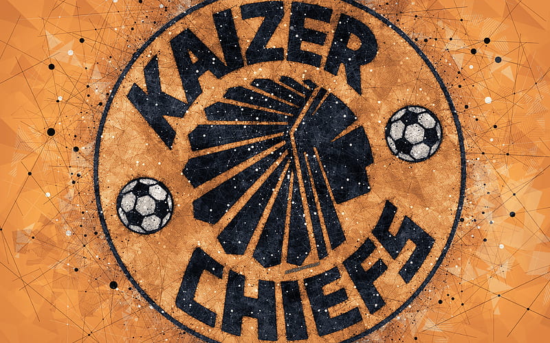 Kaizer Chiefs FC logo, geometric art, South African football club, orange background, Premier Soccer League, PSL, Johannesburg, South Africa, football, HD wallpaper
