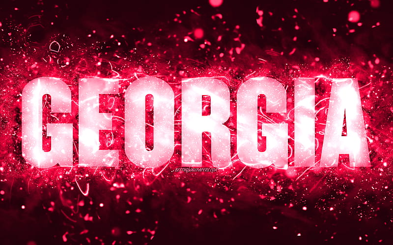 Happy Birtay Georgia, pink neon lights, Georgia name, creative, Georgia Happy Birtay, Georgia Birtay, popular american female names, with Georgia name, Georgia, HD wallpaper