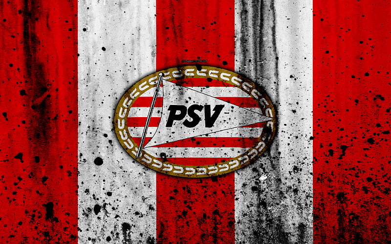 FC PSV Eindhoven Eredivisie, grunge, PSV, logo, soccer, football club, Netherlands, PSV Eindhoven, art, stone texture, PSV Eindhoven FC, HD wallpaper
