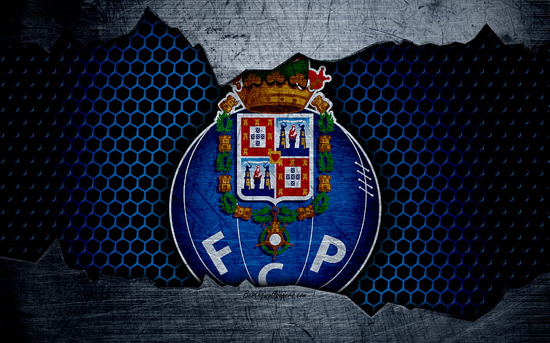 Porto FC football club, logo, emblem, Porto, Portugal, football, Portuguese championship, metal texture, grunge, HD wallpaper