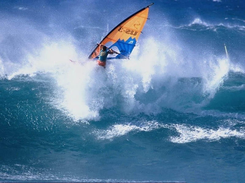 Wild Wind Surfing, male, ocean, surf, wind surf, waves, sail, HD wallpaper