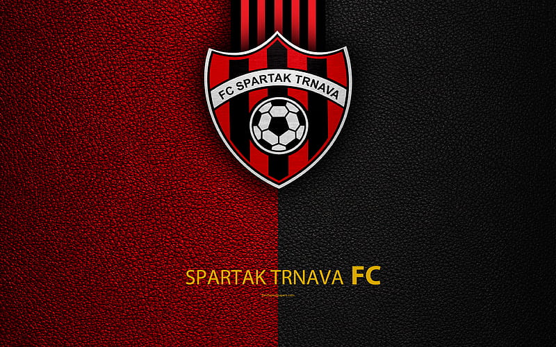 FC Spartak Trnava, FC Slovak football club, logo, leather texture, Fortuna liga, Trnava, Slovakia, football, HD wallpaper