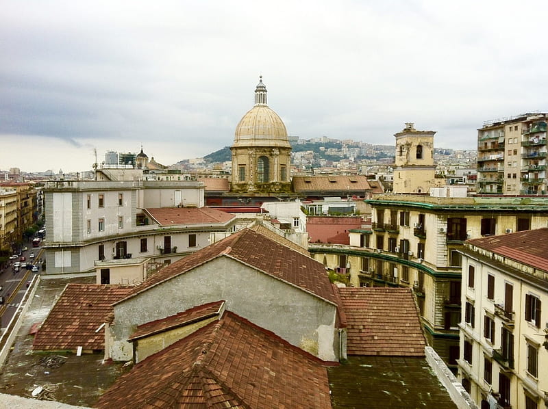 Rooftop View Naples Italy, SKy, Buildings, Italy, Napoli, Rooftops, Ancient, Naples, HD wallpaper