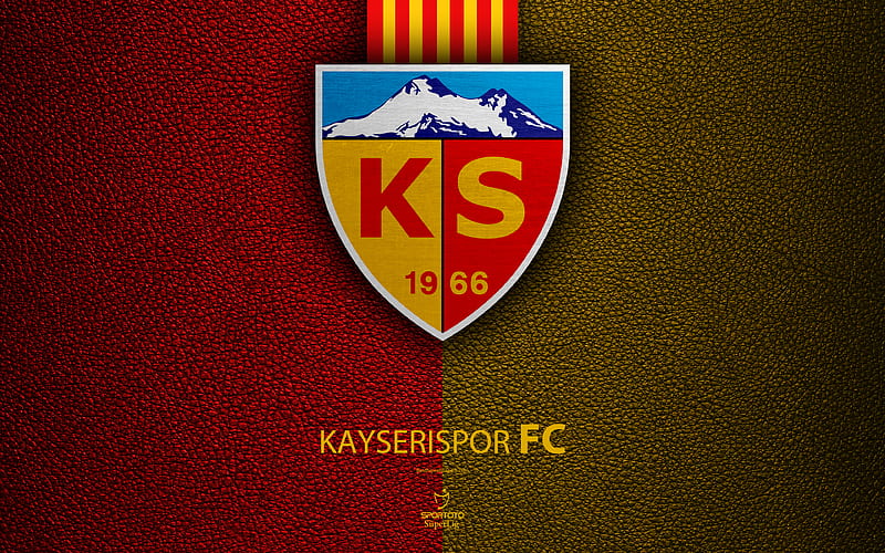 Kayserispor FC Turkish football club, leather texture, emblem, logo, Super Lig, Kayseri, Turkey, football, Turkish Football Championship, HD wallpaper