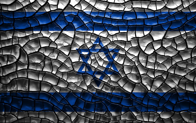 Flag of Israel cracked soil, Asia, Israeli flag, 3D art, Israel, Asian countries, national symbols, Israel 3D flag, HD wallpaper