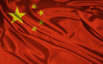 Chinese flag silk, Peoples Republic of China, flag of China, flags, China flag, HD wallpaper