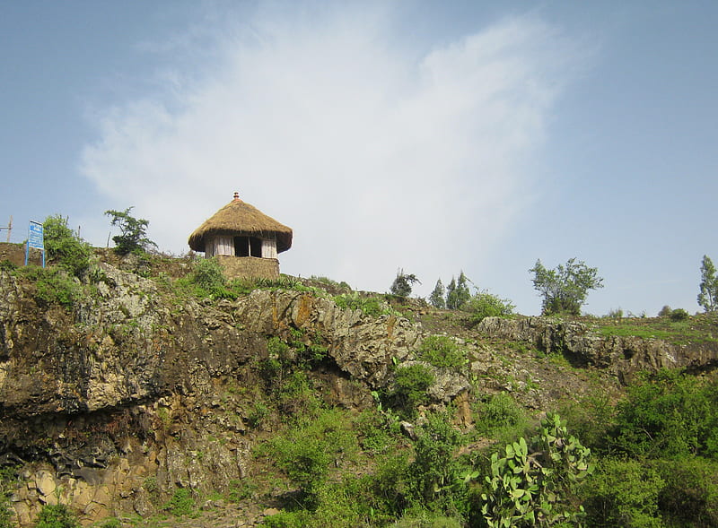 Ethiopian Mountains, mountain, hut, shack, hill, ethiopia, HD wallpaper